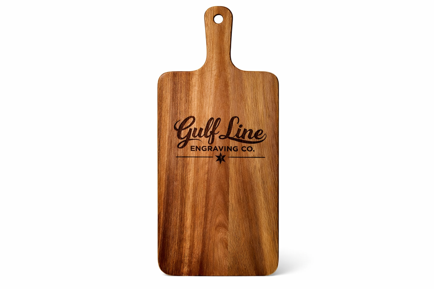 Personalized Acacia Cutting Board with Handle | Laser Engraved Gift