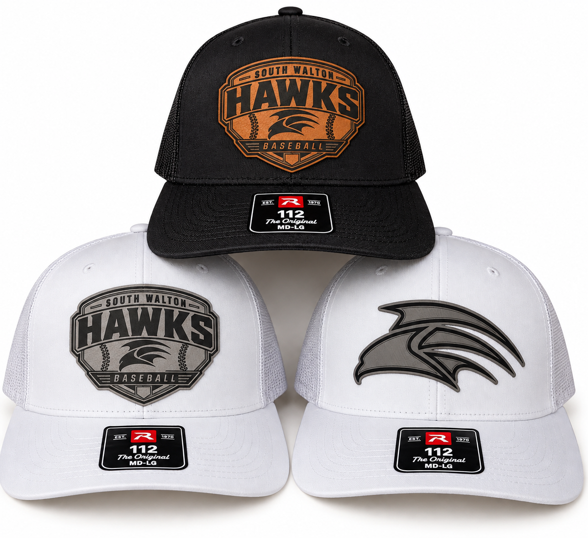 South Walton Hawks Baseball Leather Patch Hats - Richardson